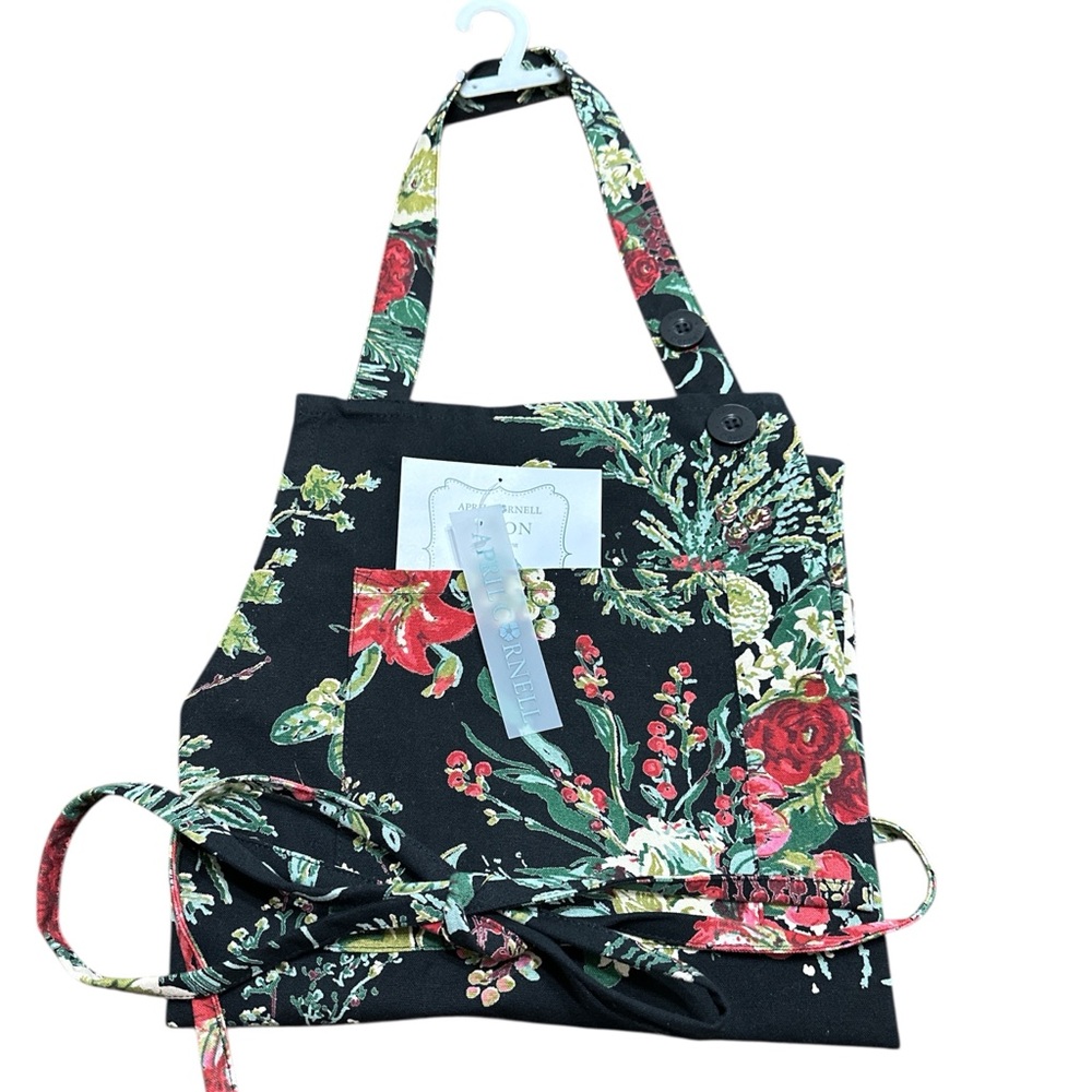 NEW April Cornell FLOWER & ROSE Design CHEF’S APRON with Front Pocket